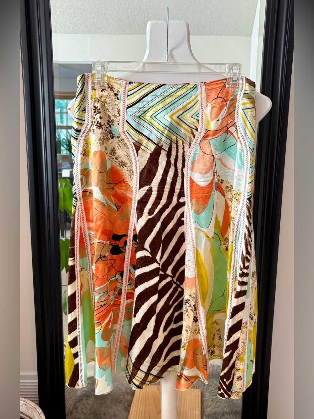 ROBERTO CAVALLI Satin Mixed Print Skirt